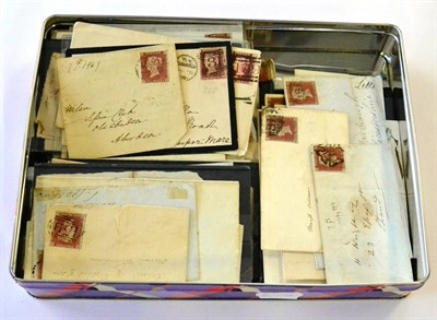 Lot 849 - Great Britain. An accumulation of over ninety Queen Victoria 1d reds on covers, entires, fronts and