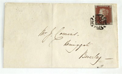 Lot 853 - Great Britain. May 1841 wrapper to Beverley, bearing 1d red ?-I. Four margins and showing NE corner