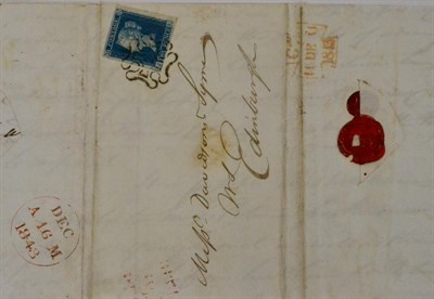 Lot 857 - Great Britain. A December 1843 entire to Edinburgh, bearing an 1841 2d blue J-L (good to large...