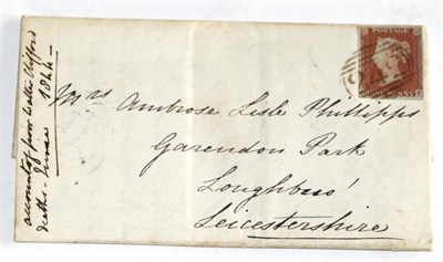 Lot 858 - Great Britain. An October 1844 entire to Loughborough, bearing an 1841 1d red-brown H-F, four...