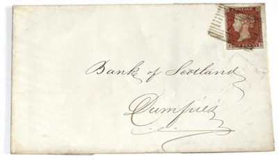 Lot 860 - Great Britain. 1846 Outer letter sheet to Dumfries, bearing an 1841 1d red-brown F-I. Four margins