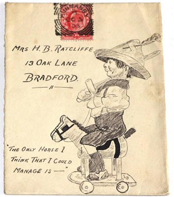 Lot 872 - Great Britain. 1903 hand illustrated cover to Bradford depicting a male on a child's wooden horse