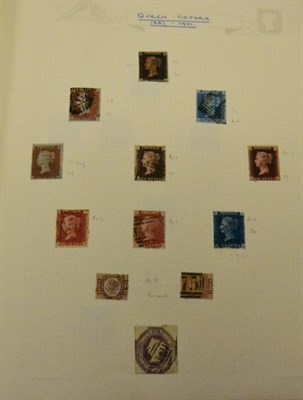 Lot 32 - Great Britain all reigns in a red Stamford album. Includes 1840 1d black E-A, two margins, used...