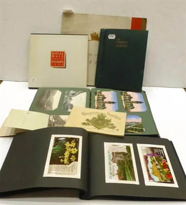 Lot 98 - All World in a Green Priority Album. Various Postcard albums and a red folder housing Cunard...