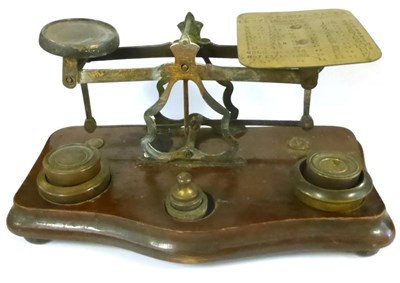 Lot 195 - A Set of Victorian Inland Postal Rate Scales, brass with mahogany base