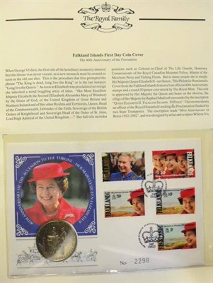 Lot 207 - Commemorative Coin Covers housed in three albums. Covers History of World War II, Royal Family...