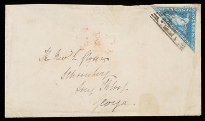 Lot 243 - Cape of Good Hope. May 1857 cover (missing back flap) bearing an 1855 4d pale blue. Three...