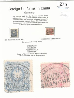 Lot 275 - China. German P.Os. A 1886 to 1919 mint and used collection well presented on loose album...