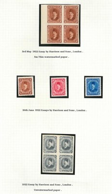 Lot 304 - Egypt. 1922 Harrison and Sons Essays. 50m Grey, imperf, block of four on unwatermarked,...