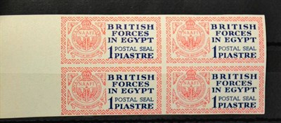 Lot 305 - Egypt. British Forces in Egypt. 1922 1p Postal Seal Proof, imperf. Unmounted marginal block of four