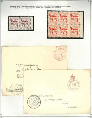 Lot 306 - Egypt. British Forces in Egypt. 1922 Christmas Seals. 3m Brown lake, unmounted horizontal pair;...