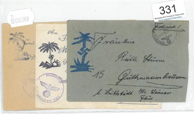 Lot 331 - Germany. 1942 to 1943 North African Campaign. A group of three Field Post covers each with the...