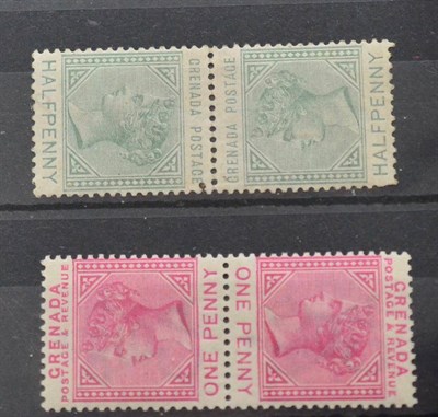 Lot 345 - Grenada. 1883 1/2d and 1d vertical tete-beche pairs. Fresh mint