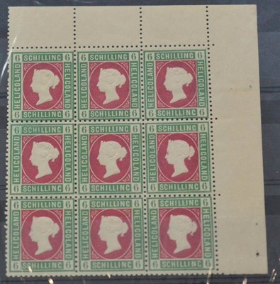 Lot 349 - Heligoland. 1869 1/4sch unused, marginal block of six. Also 1875 to 1890 1pf unused block of...