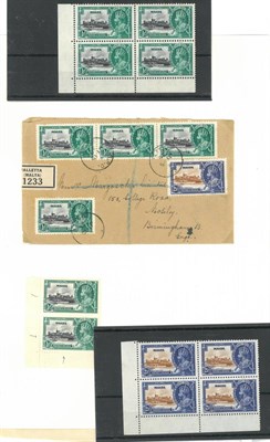 Lot 390 - Malta. A small collection of varieties mint and used to 1960. Includes 1935 Silver Jubilee 1/2d...