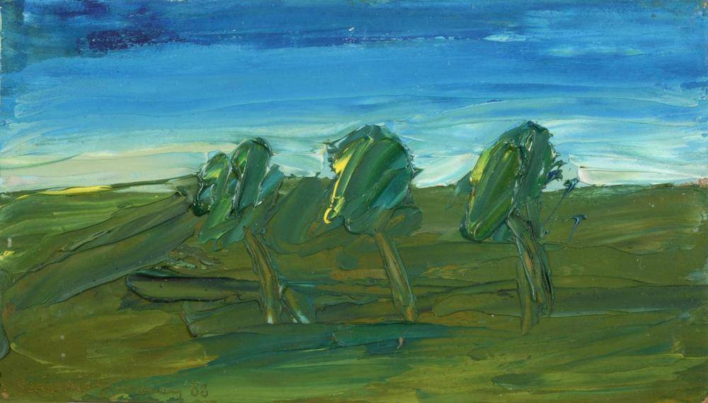 Lot 782 - Sean McSweeney HRHA (b.1935) Irish  "Bogland Trees " Signed and dated (19)88, signed, inscribed and