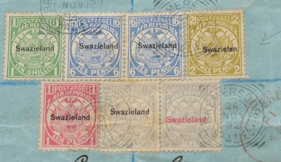 Lot 429 - Swaziland. An 1892 Registered cover to Holland, via London. Bears 1889 1/2d, 1d, 2d (with...