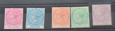 Lot 433 - Tobago. August 1879 set (less 5s), fresh mint