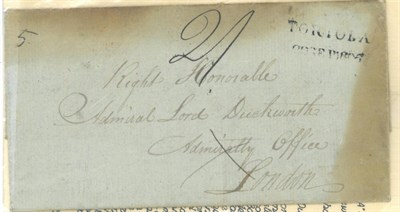 Lot 436 - Tortola, St Thomas. A September 6 1806 entire addressed to Right Honourable Admiral Lord Duckworth