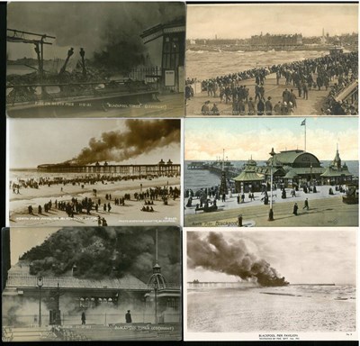 Lot 555 - Blackpool. Eighty four postcards relating to the North Pier. Includes vintage, real...