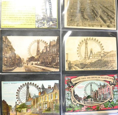 Lot 560 - Blackpool. A large brown binder housing a range of cards including the Gigantic Wheel,...