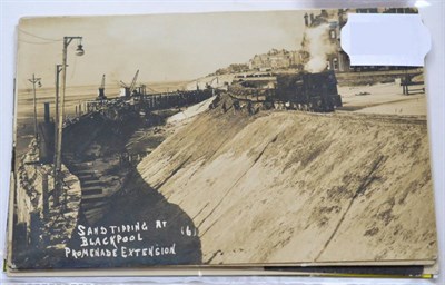 Lot 561 - Blackpool. The Sand Express. Seven scarce real photographic cards, showing the Sand pump trials and