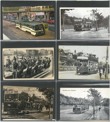 Lot 562 - Blackpool. A collection of thirty four tram cards. Majority vintage with some scarce real...