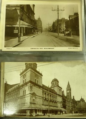 Lot 570 - Middlesbrough. An album housing seventy five, mainly vintage postcards (1901 onwards) depicting...