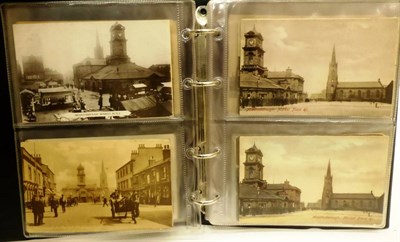 Lot 580 - Middlesbrough. Market Place. Thirty four vintage cards in a maroon album. Real photographic,...