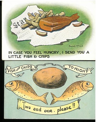 Lot 600 - Fish and Chips. Twenty four colourful, comic cards relating to our love of Fish and Chips