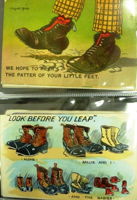 Lot 602 - Footwear. Shoes, boots, clogs etc, depicted on forty eight comic cards