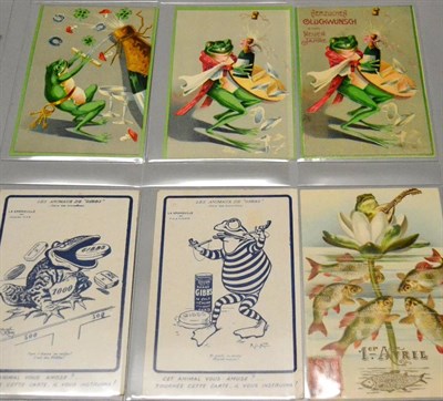 Lot 603 - Frogs. An album housing eighty seven vintage to modern frog related cards, in overall good...