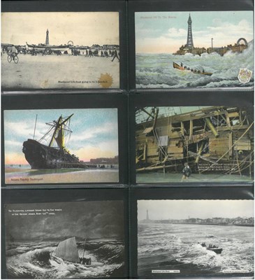 Lot 604 - Lifeboats. A small collection of twenty three cards relating to the Blackpool lifeboat and...