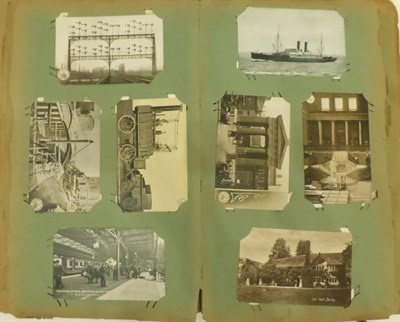 Lot 612 - Trains, Railways and Shipping. An album of postcards and loose, mainly train engines and...