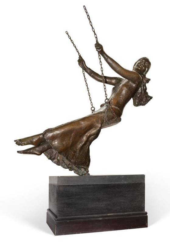 Lot 810 - Sydney Harpley RA (1927-1992)  "Singapore Girl on a Swing " Signed in the cast and numbered 4/6,  6