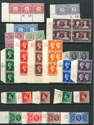 Lot 705 - Great Britain. A collection of mint controls King George V to King George VI in singles, pairs...