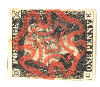 Lot 745 - Great Britain. 1840 1d Black C-K, Four margins used with a good red Maltese cross