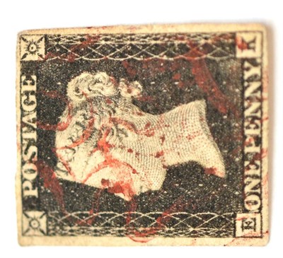 Lot 749 - Great Britain. 1840 1d Black E-K. Four margins, used with a red Maltese cross