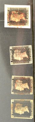 Lot 750 - Great Britain. Four 1840 1d blacks F-I, I-A, I-L, K-L (on small piece). All either three of...