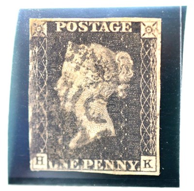 Lot 752 - Great Britain. 1840 1d Black H-K. Four margins, used with a black Maltese cross