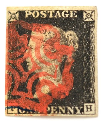 Lot 759 - Great Britain. 1840 1d Black P-H. Four margins, used with superb red Maltese cross