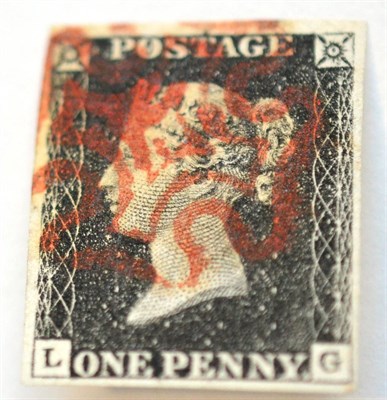 Lot 783 - Great Britain. 1840 1d Black L-G, Plate 4. Four good margins, used with a red Maltese cross