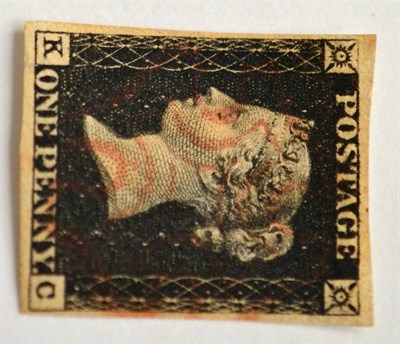 Lot 792 - Great Britain. 1840 1d Black K-C, Plate 6. Four margins, fine used with a red Maltese cancel