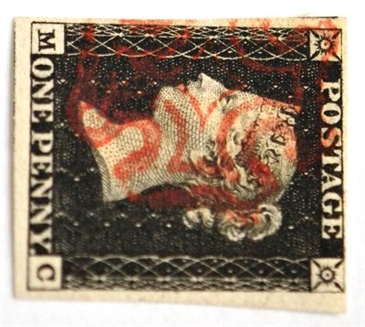 Lot 793 - Great Britain. 1840 1d Black M-C, Plate 6. Four margins, used with a red Maltese cross