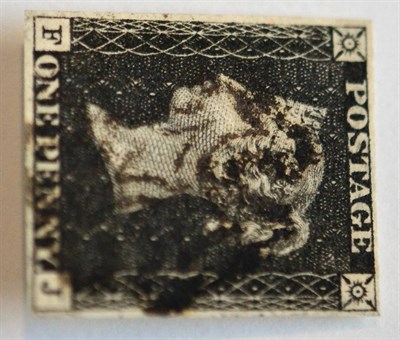 Lot 800 - Great Britain. 1840 1d Black F-J, Plate 8. Four margins, used with a Black Maltese cross