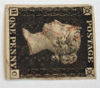 Lot 801 - Great Britain. 1840 1d Black H-C, Plate 8. Four good margins, used with a red Maltese cross