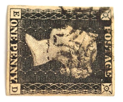 Lot 806 - Great Britain. 1840 1d Black E-D, Plate 9. Four margins, used with a black Maltese cross