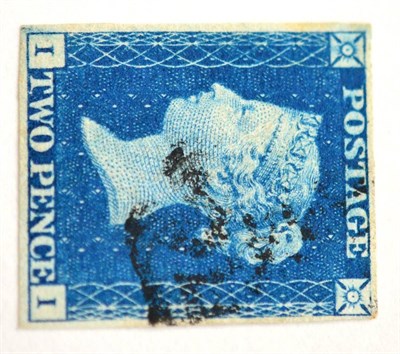 Lot 826 - Great Britain. 1840 2d Deep blue I-I, Plate 2. Four even margins, used with a black Maltese cross 