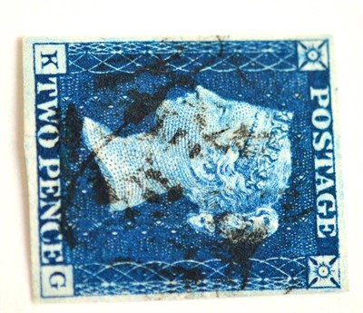 Lot 827 - Great Britain. 1840 2d Bright blue K-G. Four margins, used with a black Maltese cross....