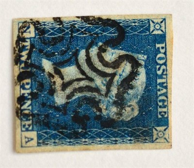 Lot 833 - Great Britain. 1840 2d Blue N-A. Four margins, used with a black Maltese cross. S.G.Spec.D55